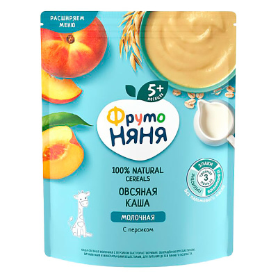 Каша молочная овсяная с персиком 200 г от 5 месяцев ФрутоНяня 93407 1